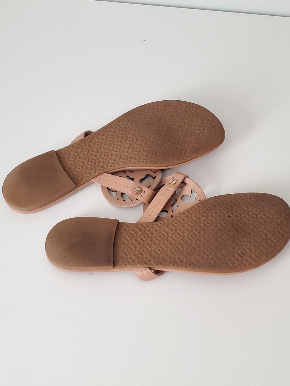 Tory Burch Miller Leather Logo Thong Sandals Size 9 - Picture 7 of 8